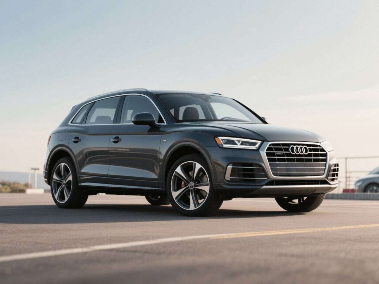 Ideal Auto Bensonhurst pre owned car Brooklyn in a parking lot, showcasing a sleek Audi SUV.