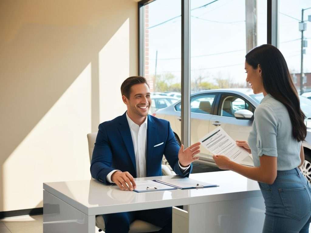 Customer and salesperson at Ideal Auto Bensonhurst, pre owned car Brooklyn dealership