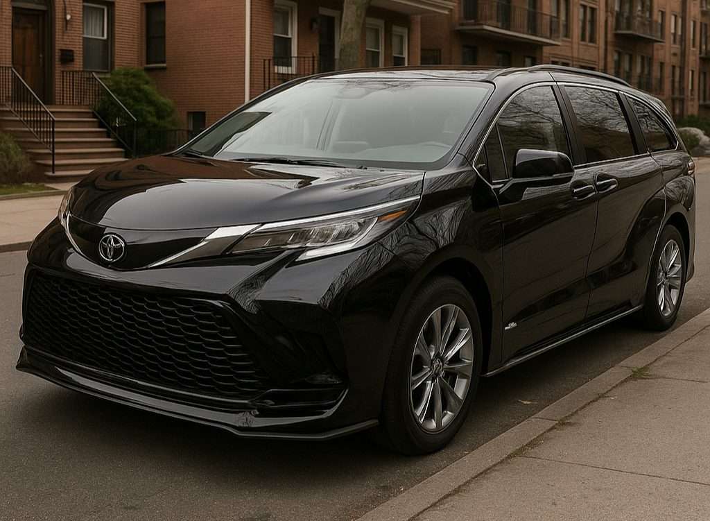 Sleek black minivan at Ideal Auto Bensonhurst, pre owned car Brooklyn